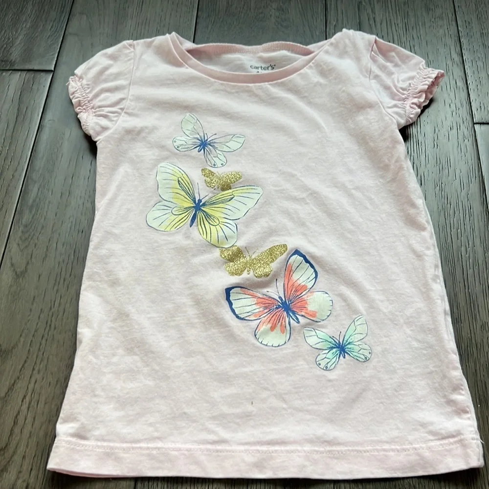 Carters Toddler girls butterfly shorts and matching short sleeve set